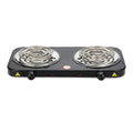 CUTICATE Electric Coil Burner Burner Cooktop Adjustable Temperature Knob for Home, Travel, Outdoor Activities Countertop Coiled Burner Double 2000W Black