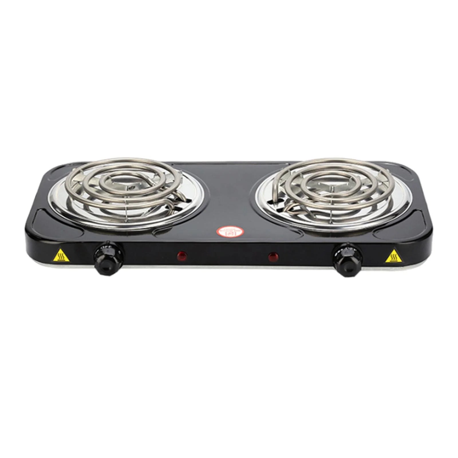 CUTICATE Electric Coil Burner Burner Cooktop Adjustable Temperature Knob for Home, Travel, Outdoor Activities Countertop Coiled Burner Double 2000W Black