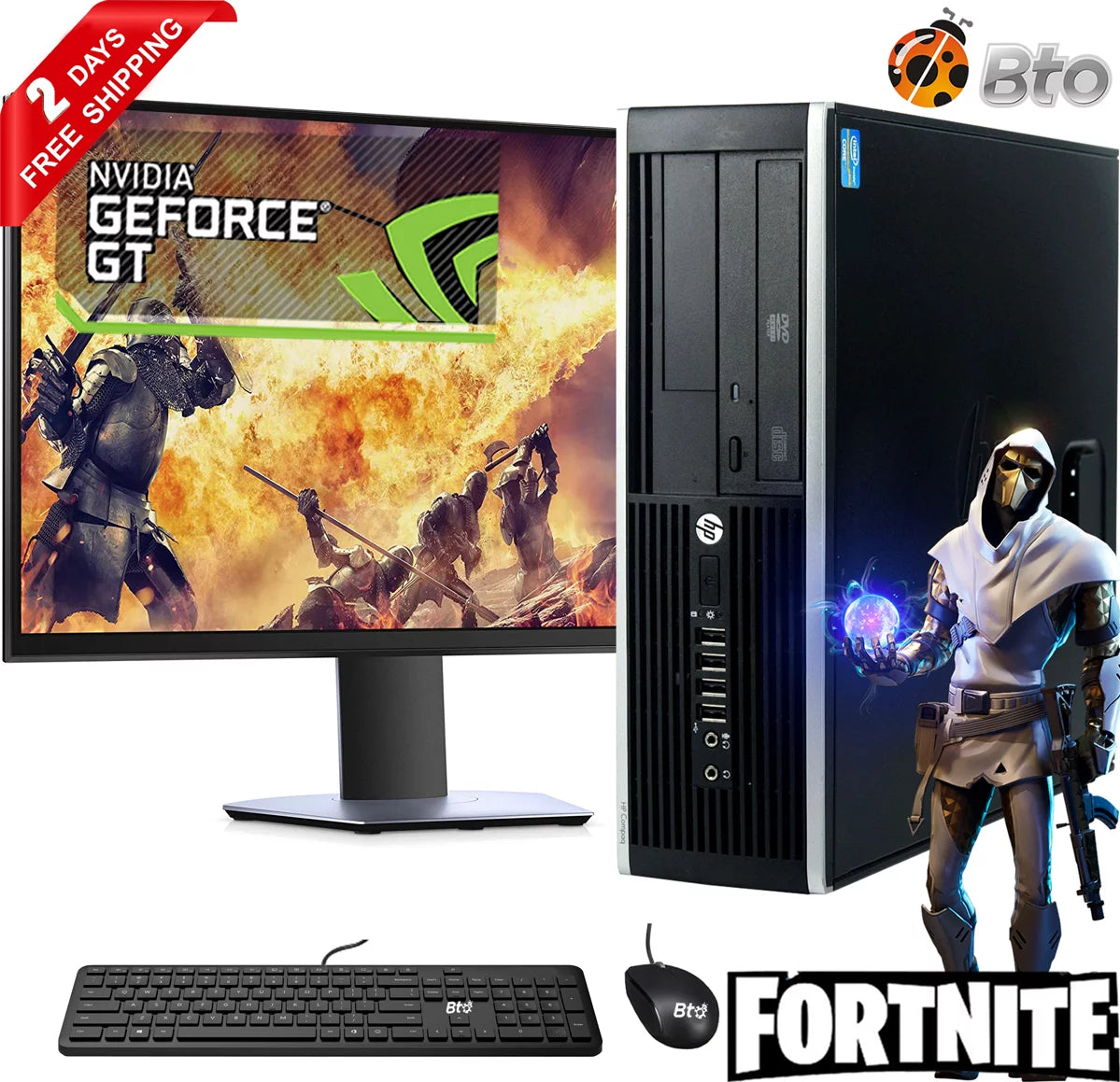 Restored Gaming HP 6300 SFF Computer Core i5, 16GB Ram, 2TB HDD, 240GB SSD, NVIDIA GT 730, New 22 LCD, Keyboard and Mouse, Wi-Fi, Win10 Home Desktop PC (Refurbished)