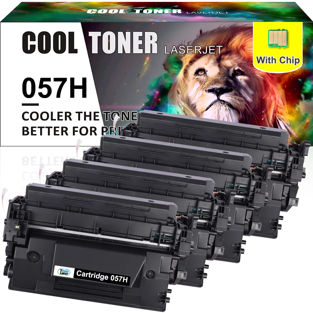 Cool Toner Compatible Toner for Canon 057H CRG-057H with chip imageCLASS MF445dw MF448dw LBP227dw LBP226dw (Black, 4-Pack)
