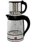 Middle Eastern Persian Iranian Arab Turkish Style Electric Cordless Tea Maker Samovar Stainless Steel Glass Double Kettle