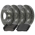 AutoShack Front and Rear Drilled Slotted Brake Rotors Silver and Ceramic Pads Kit Replacement for 2004 2005 2006 2007 2008 Ford F-150 2006-2008 Lincoln Mark LT 4.2L 4.6L 5.4L V6 V8 4WD AWD