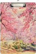 KXMDXA Beautiful Pink Cherry Tree Painting Clipboard Hardboard Wood Nursing Clip Board and Pull for Standard A4 Letter 13x9 inches