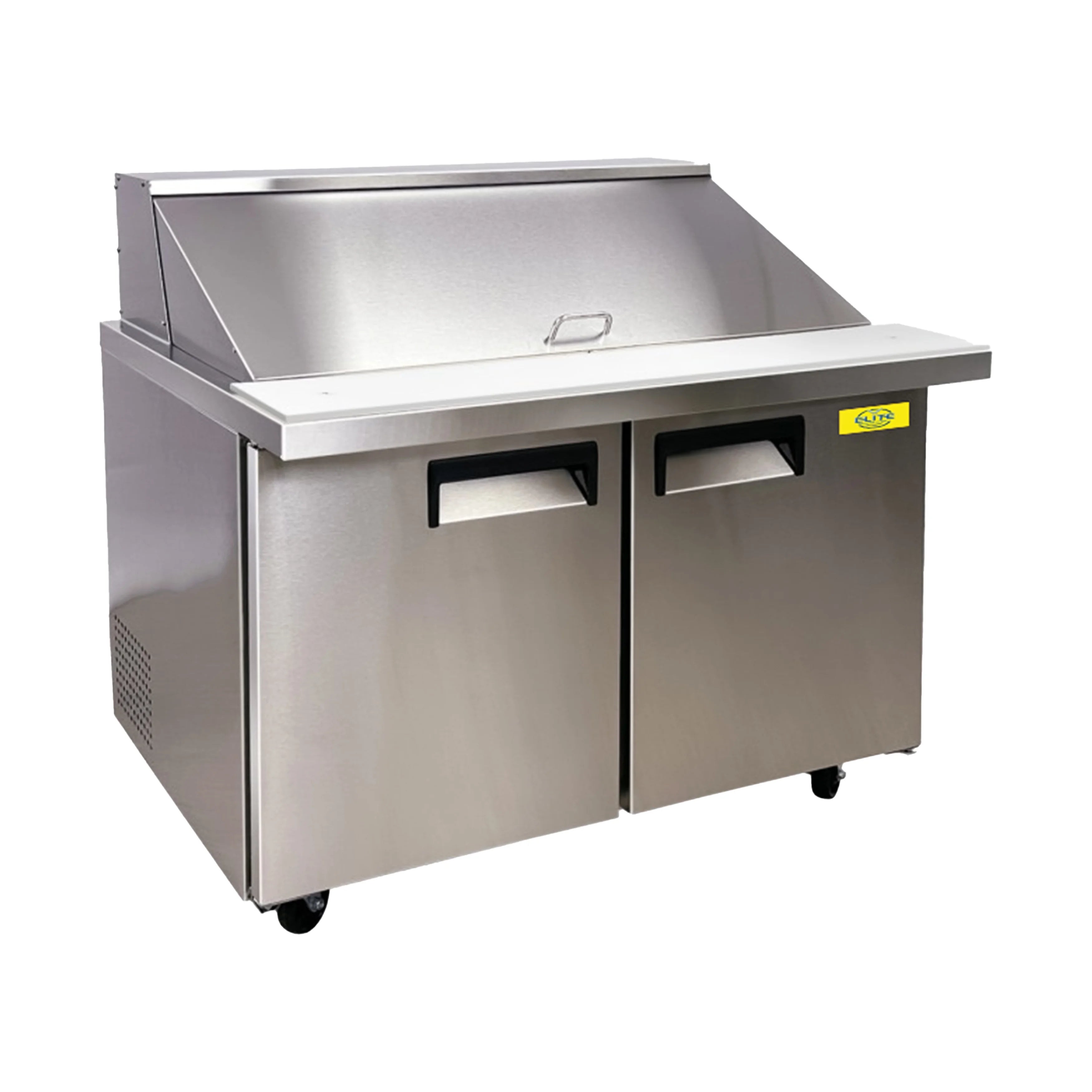 48 in. Commercial Mega Top Sandwich, Salad Prep Table Two-Door Refrigerator 9.5 Cu. Ft. 47.8 x 34 x 46 in.
