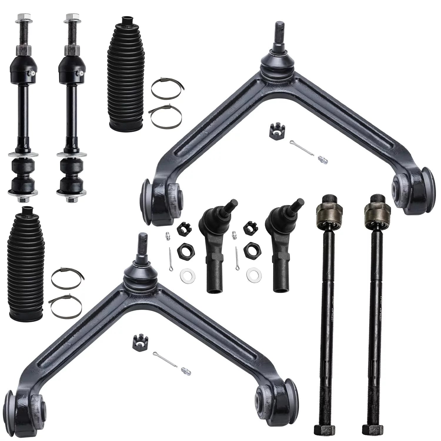 Detroit Axle - 10pc 2WD Front Upper Control Arms Sway Bars Tie Rods w/Boots Replacement for Dodge Ram 1500 Fits select: 2003-2005 DODGE RAM 1500 ST/SLT