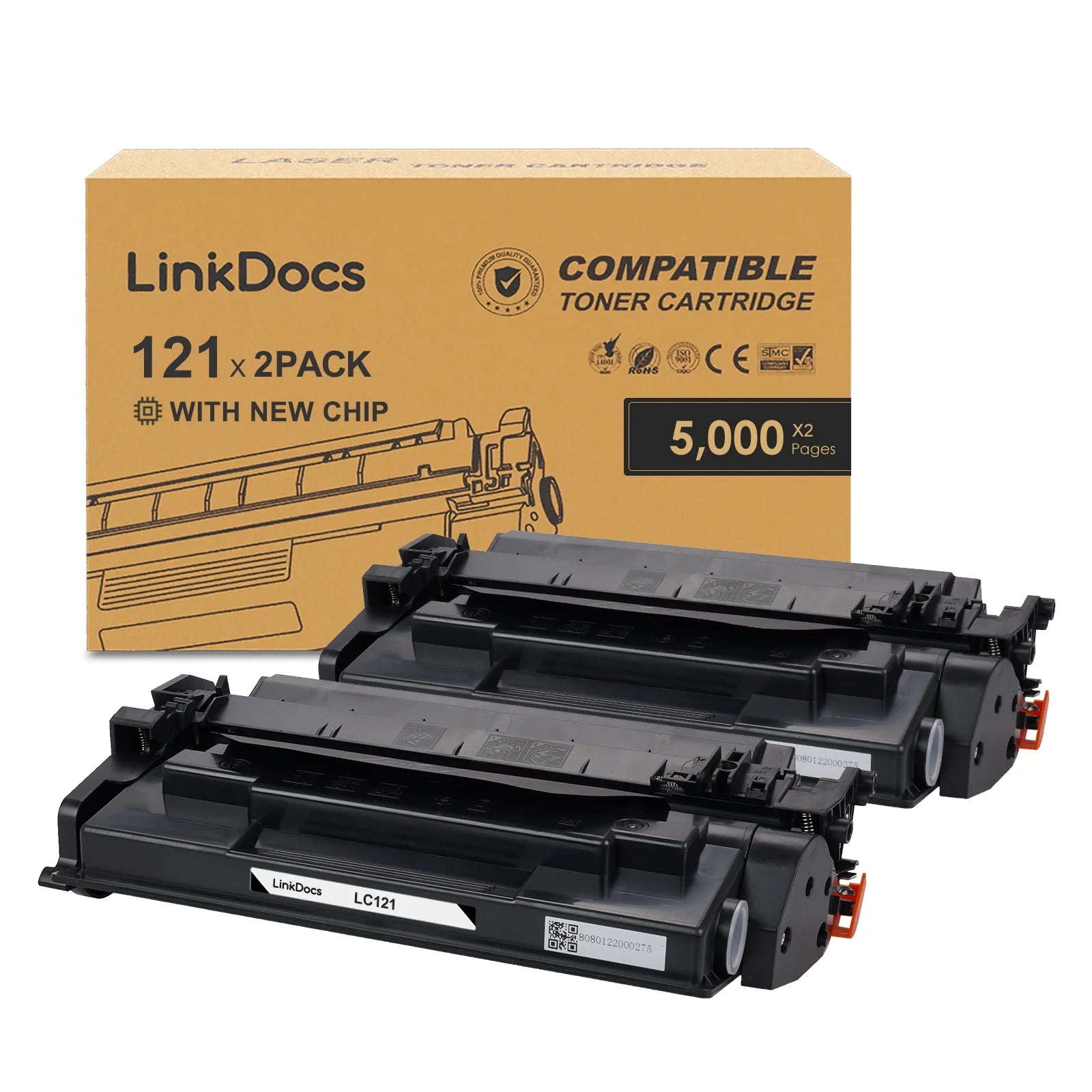 LinkDocs 121 Toner Cartridge Replacement for Canon 121 CRG-121 CRG121 3252C001 High Yield Toner Cartridge used with Canon imageCLASS D1620 D1650 Printer (Black 2-Pack)
