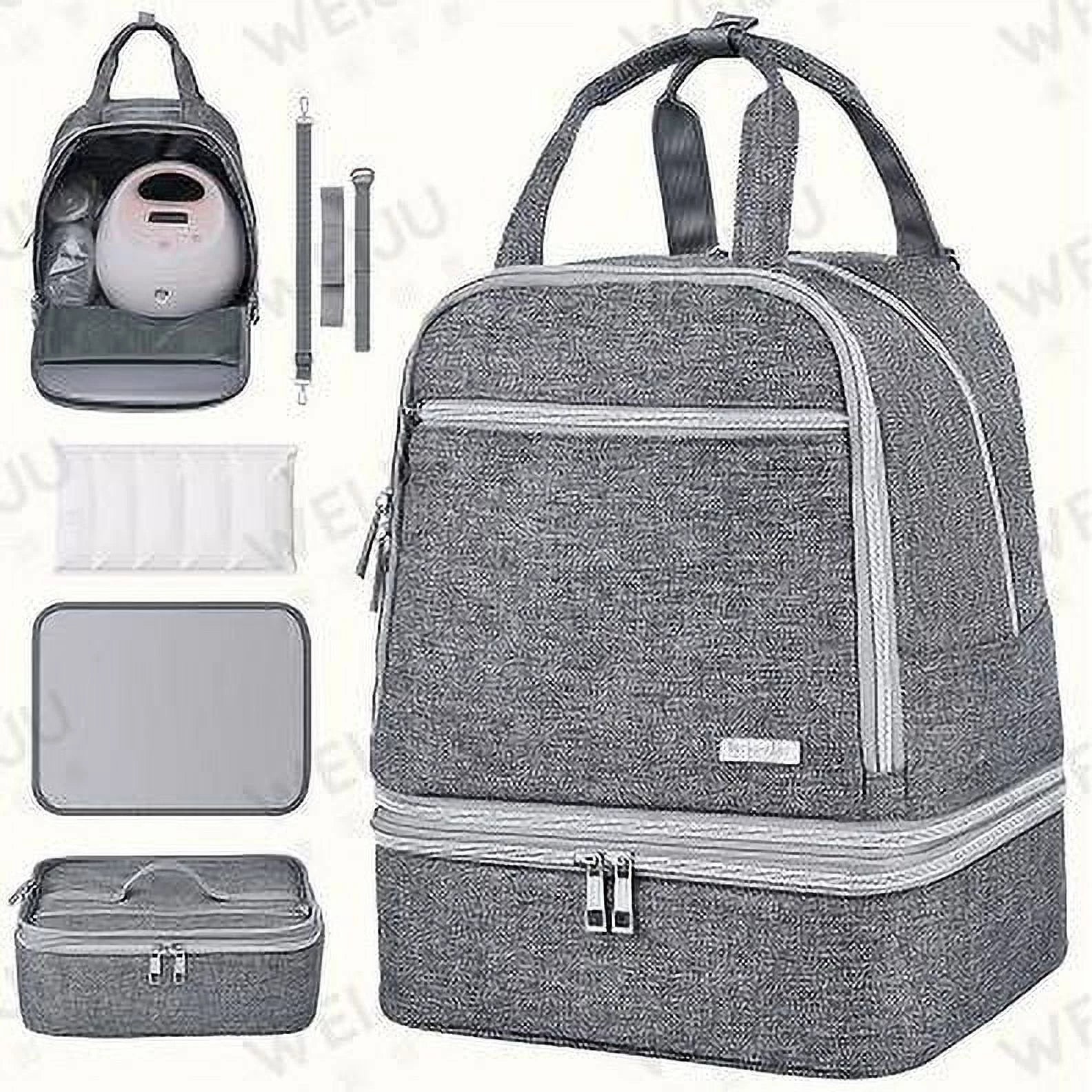 Breast Pump Bag, Spectra Pump Backpack, Pumping Bag for Working Mom, Compatible with Spectra S1, S2, Grey