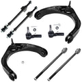 Detroit Axle - New 8pc Complete Front Upper Control Arm, Inner Outer Tie Rod & Front Sway Bar Link Kit for 2006-2008 Dodge Ram 1500 - 4x4 - 5-Lug - Excludes Extended Crew Cab