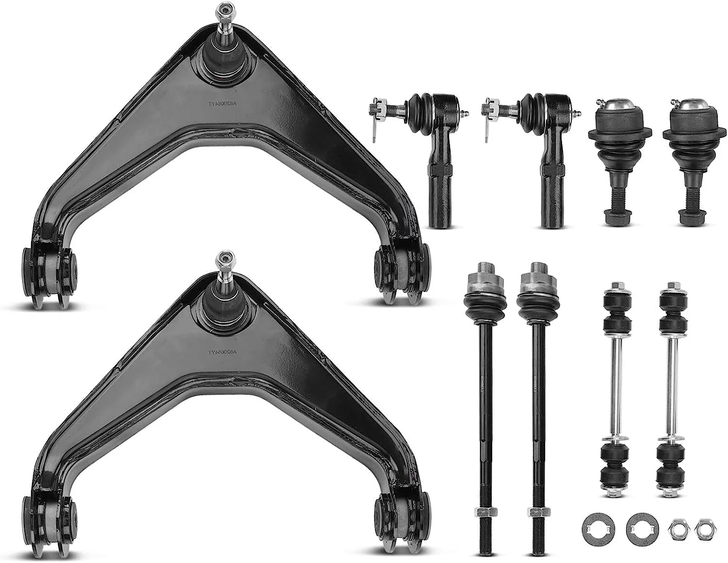 A-Premium 10Pcs Front Suspension Kit Upper Control Arm Ball Joint Tie Rod End Sway Bar Link Compatible with Chevrolet Silverado 1500 HD 2500 HD 3500 HD Suburban Avalanche GMC Sierra 2500 Hummer H2