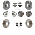 Transit Auto - Front Rear Wheel Hub Bearings Assembly Disc Brake Rotors And Ceramic Pads Kit (10Pc) For 2005 Mazda 3 2.0L with 4-Wheel ABS From 01 05 KBB-117254