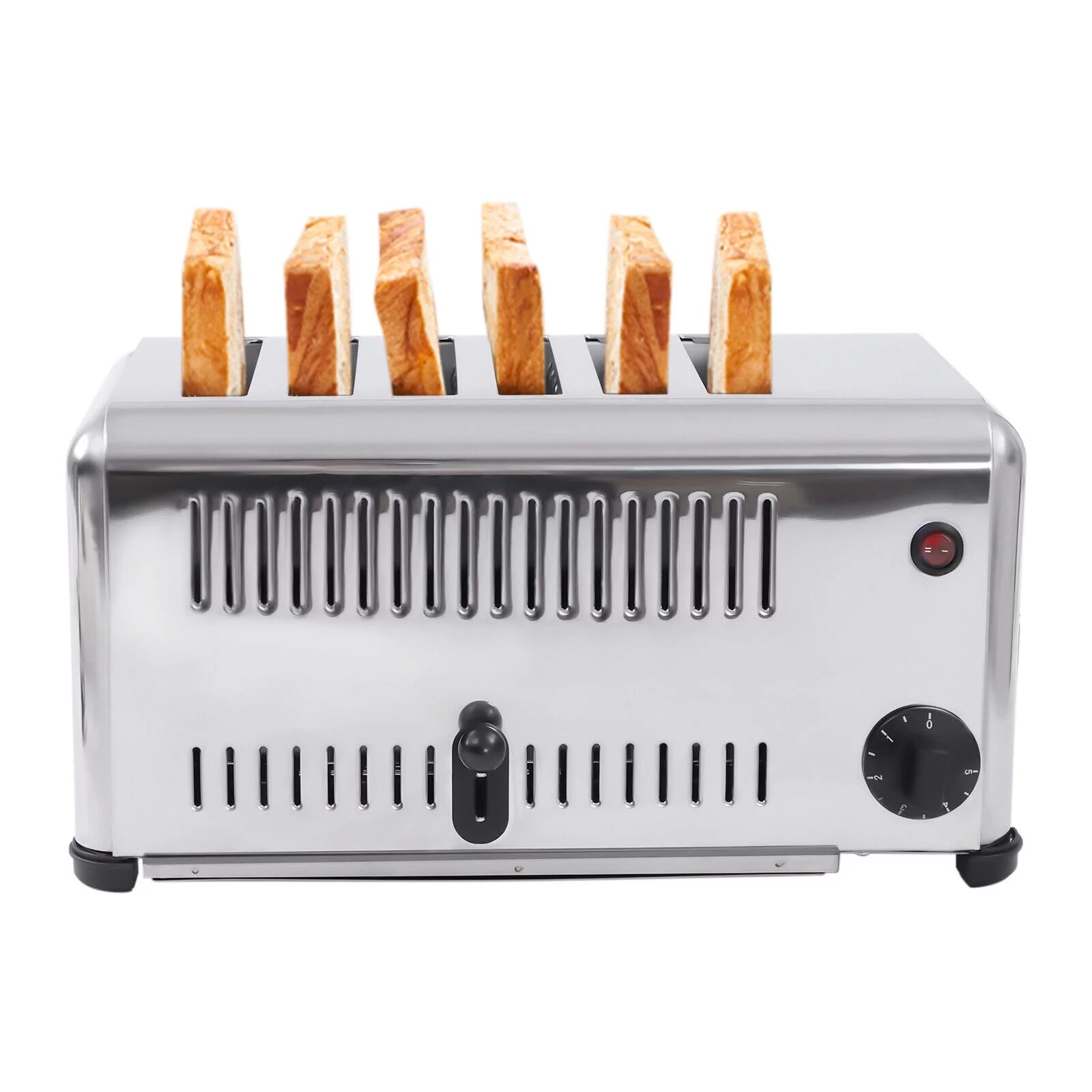 6-Slices Commercial Restaurant Toaster, Stainless Steel Home Electric Bread Baking Machine Silver 1680W