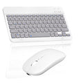 Rechargeable Bluetooth Keyboard and Mouse Combo Ultra Slim Keyboard and Mouse for Amazon Fire HDX 8.9 (2014) and All Bluetooth Enabled Mac/Tablet/iPad/PC/Laptop - Stone Grey with Purple Mouse