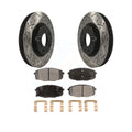 Transit Auto - Front Coated Drilled Slotted Disc Brake Rotors And Ceramic Pads Kit For Kia Forte Koup Forte5 KDT-100086
