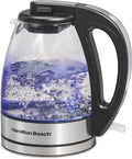 Hamilton Beach Glass Electric Tea Kettle, Water Boiler & Heater, 1 L, Cordless, LED Indicator, Auto-Shutoff & Boil-Dry Protection (40930), Clear