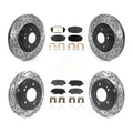 Transit Auto - Front Rear Coated Drilled Slotted Disc Brake Rotors And Semi-Metallic Pads Kit For 2020 Kia Forte 1.6L KDF-101141