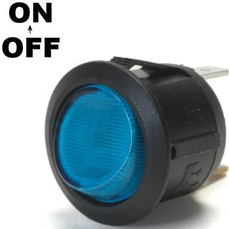 K-Four Off / On 10 Amp Round Rocker Switch Lights Up Blue When Switch Is Turned On