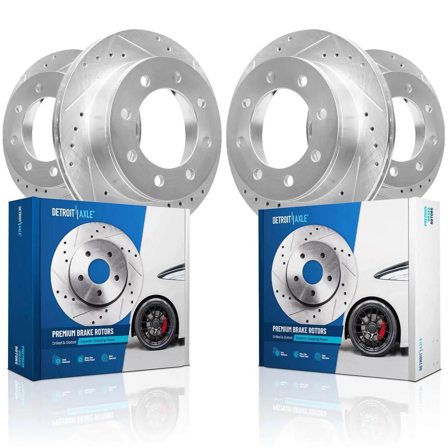 Detroit Axle - Front and Rear Drilled Slotted Disc Brake Rotors Replacement for Ford Excursion F-250 F-350 Super Duty Fits select: 1999-2004 FORD F250 SUPER DUTY, 2004 FORD F350 SUPER DUTY