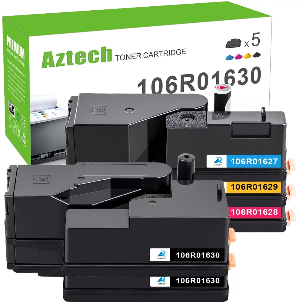 A AZTECH 5-Pack Compatible Toner Cartridge for Xerox 106R01630 Xerox Phaser 6000 6010 6010N WorkCentre 6015V 6015N (2K,C,M,Y)
