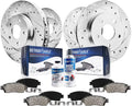 Detroit Axle - Brake Kit for 4-Wheel Disc 2011-2015 Chevrolet Cruze, 2013-2016 Sonic Replacement Drilled & Slotted Brake Rotors and Ceramic Brakes Pads: 10.87 Front and 10.59 Rear Rotors