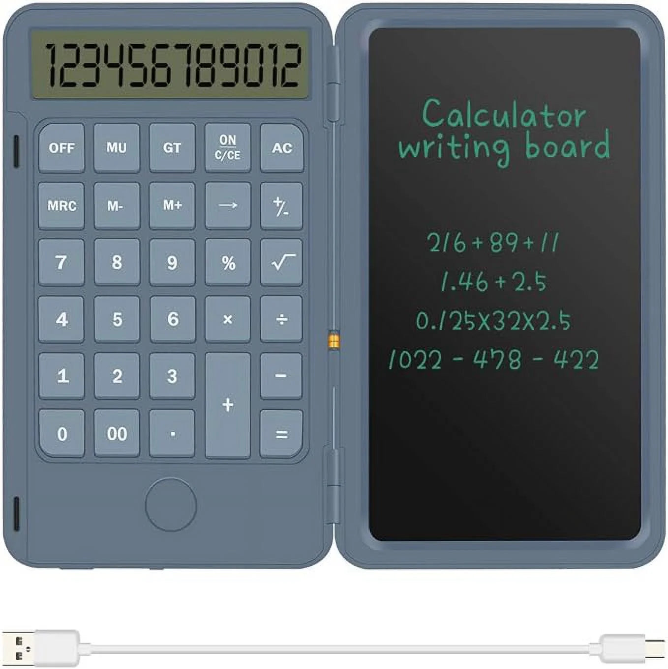 Basic Calculator Notepad with 6.5 Inch LCD Writing Tablet, Rechargeable, Lock Button and E-Pen,12 Digit Display, Also Inkless Drawing/Memo Pads/Planning Boards, Hand-held for Daily and Basic Office