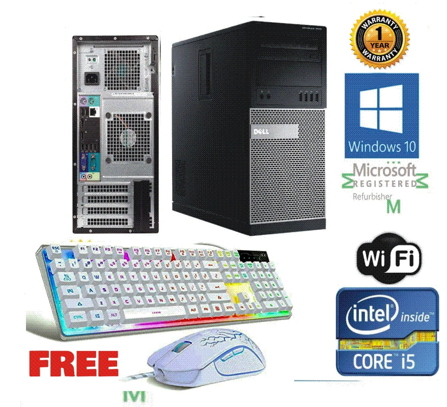 Dell 9020 TOWER PC i5 4590 Quad 3.3GHz 4GB 1TB SSD Win 10 Pro 64 GT 730 2GB FREE LED Keyboard & Mouse-Used