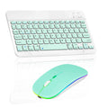 Rechargeable Bluetooth Keyboard and Mouse Combo Ultra Slim for TCL 20 R 5G and All Bluetooth Enabled Android/PC-Teal Keyboard with Teal RGB LED mouse