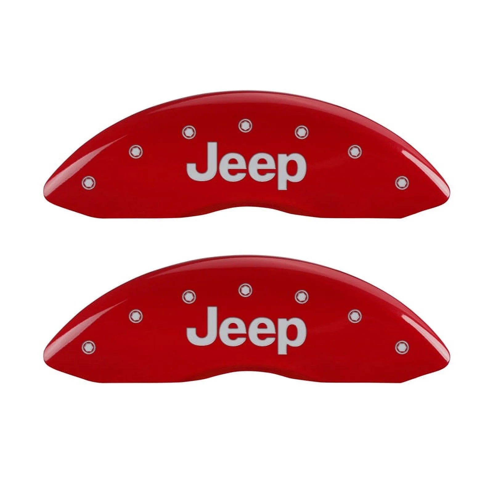 MGP Caliper Covers 42007SJEPRD Jeep Script Logo - Red Powder Coat - Set of 4 Fits select: 2015-2017 JEEP WRANGLER UNLIMITED SPORT, 2012 JEEP LIBERTY SPORT