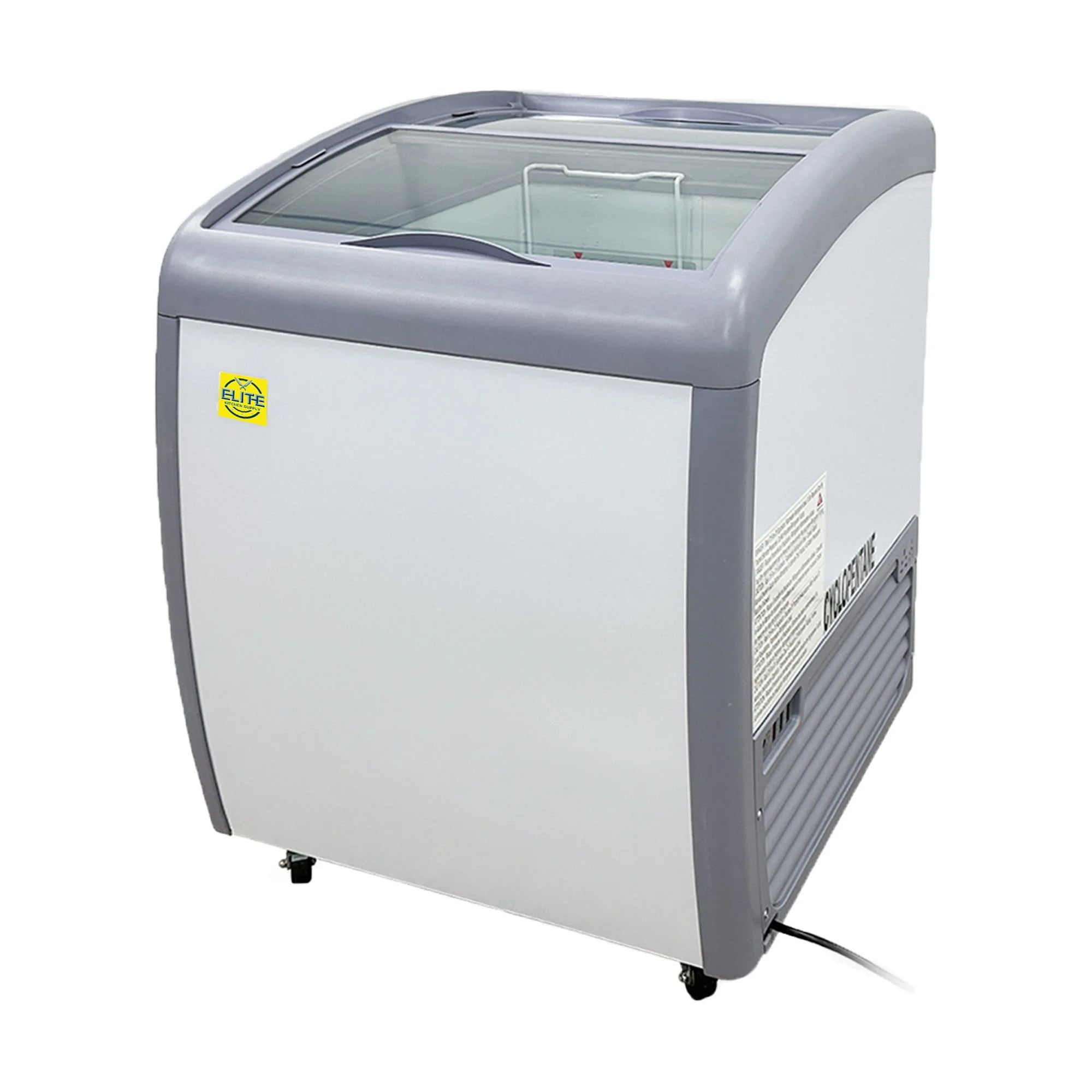 26 in. Ice Cream Glass Freezer, Commercial refrigerator, Deep Freezer with Glass Top 26''x27''x34''