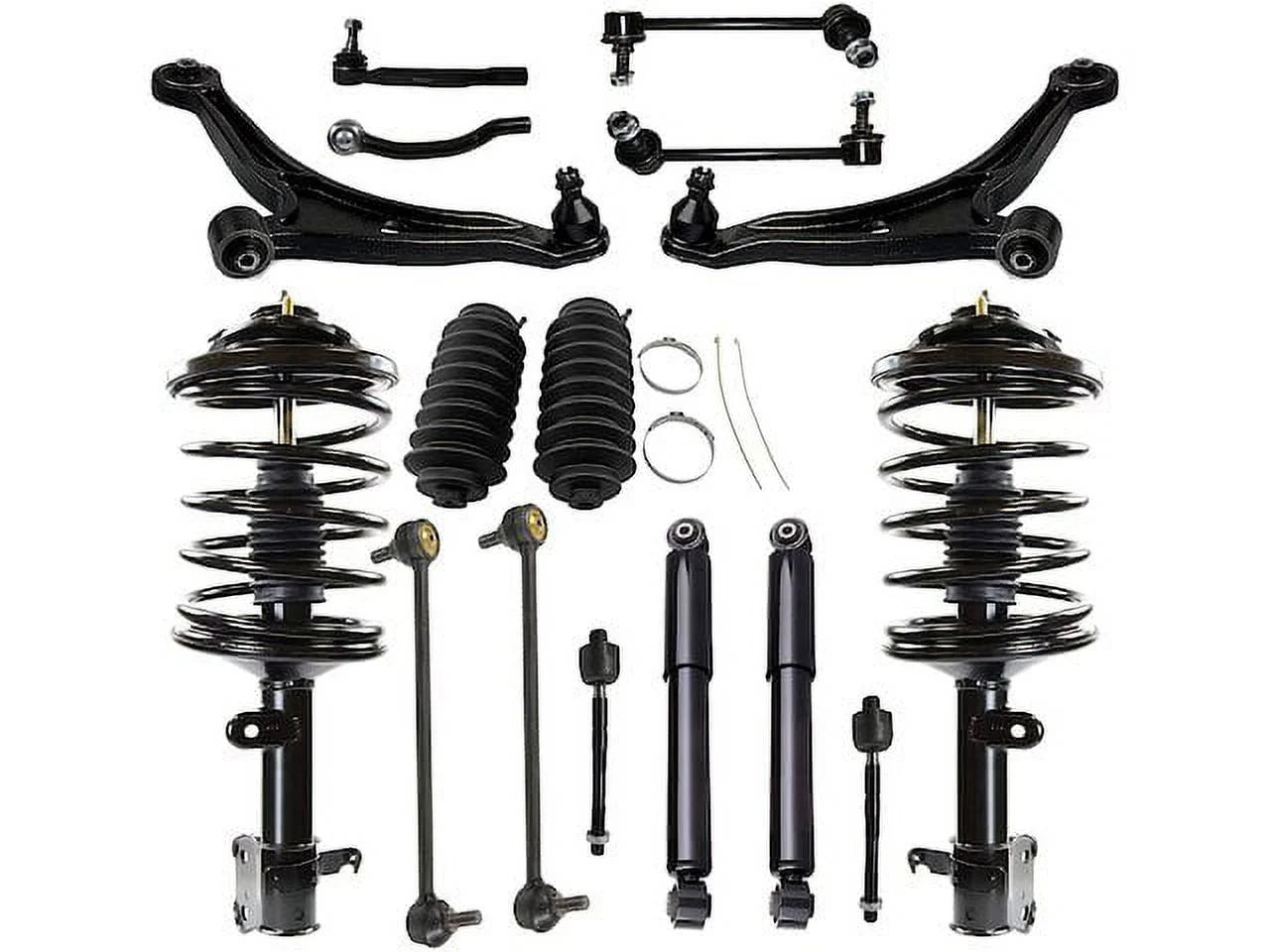 Front and Rear Shock Strut Coil Spring Control Arm Kit - Compatible with 2006 - 2008 Honda Pilot 2007