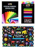 Smarts & Crafts Color-Wheel Paper Pad + Rainbow Craft Sticks + Craft Supply Library