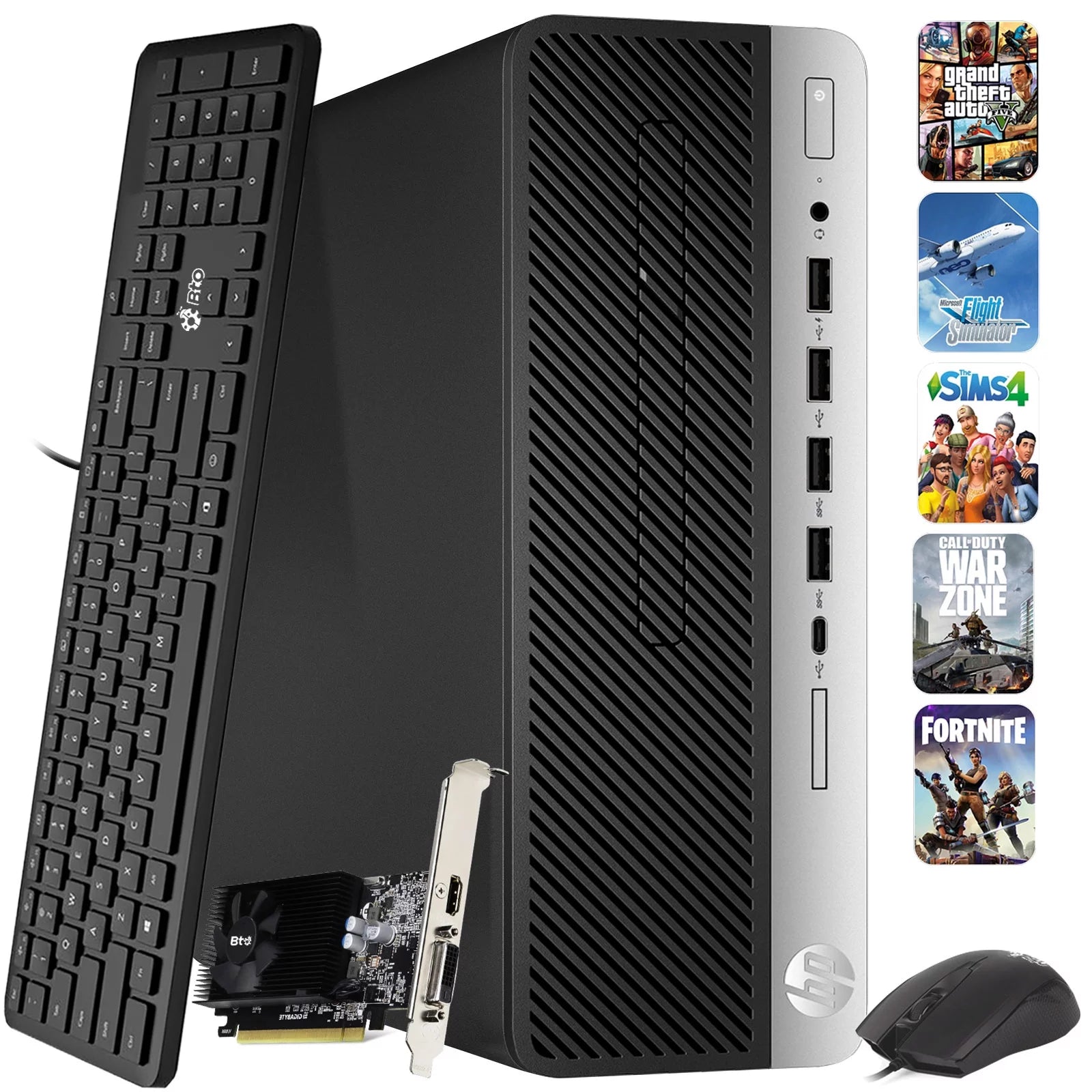 Restored HP ProDesk G5 Desktop PC Intel Octa Core i7-9700 32 GB 1TB SSD + 2TB HDD NVIDIA GTX 1050ti Bto Keyboard & Mouse, Windows 11 Professional (Refurbished)
