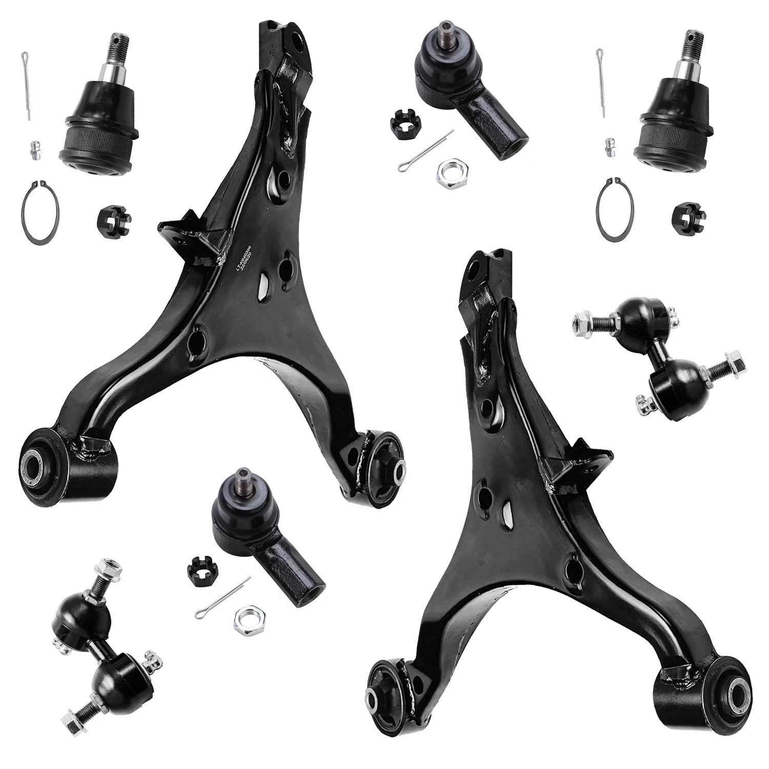 Detroit Axle - Front 8pc Control Arms Kit 4WD/2WD Honda CR-V 2002 2003 2004 2005 2006, 2 Lower Control Arms 2 Ball Joints 2 Sway Bar Links 2 Outer Tie Rods Suspension Kit Replacement