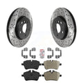 Transit Auto - Front Coated Drilled Slotted Disc Brake Rotors And Semi-Metallic Pads Kit For Mini Cooper KDA-102349
