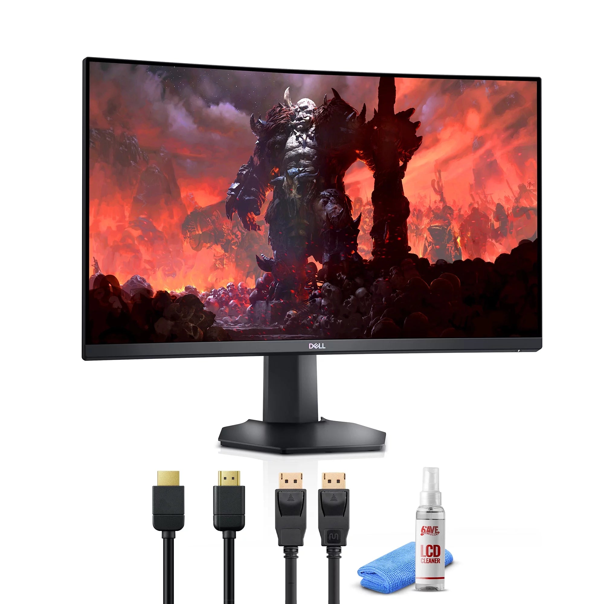Dell Curved Gaming Monitor 27 Inch Curved with 165Hz Refresh Rate, QHD (2560 x 1440) Display, Black - S2722DGM with Screen Cleaning Kit