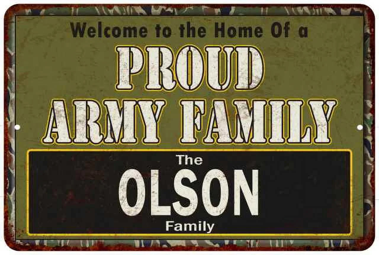 Olson Proud Army Family Gift 8x12 Metal Sign 208120023136