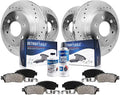 Detroit Axle - Front Rear Drilled Slotted Brakes and Rotors Brake Pads Replacement for Ford F-150 Fits select: 2010-2011 FORD F150 SUPERCREW