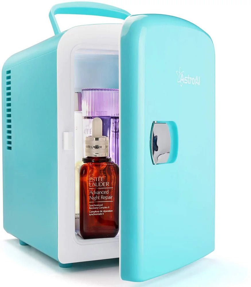 AstroAI Mini Fridge 4 Liter/6 Can AC/DC Portable Thermoelectric Cooler and Warmer for Skincare, Medications,Breast Milk, Foods, Bedroom and Teal,Travel