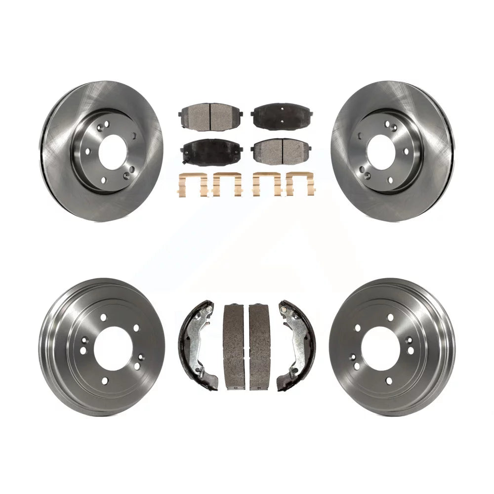 Transit Auto - Front Rear Disc Brake Rotors Semi-Metallic Pads And Drum Kit For 2009 Hyundai Elantra Touring K8F-103326