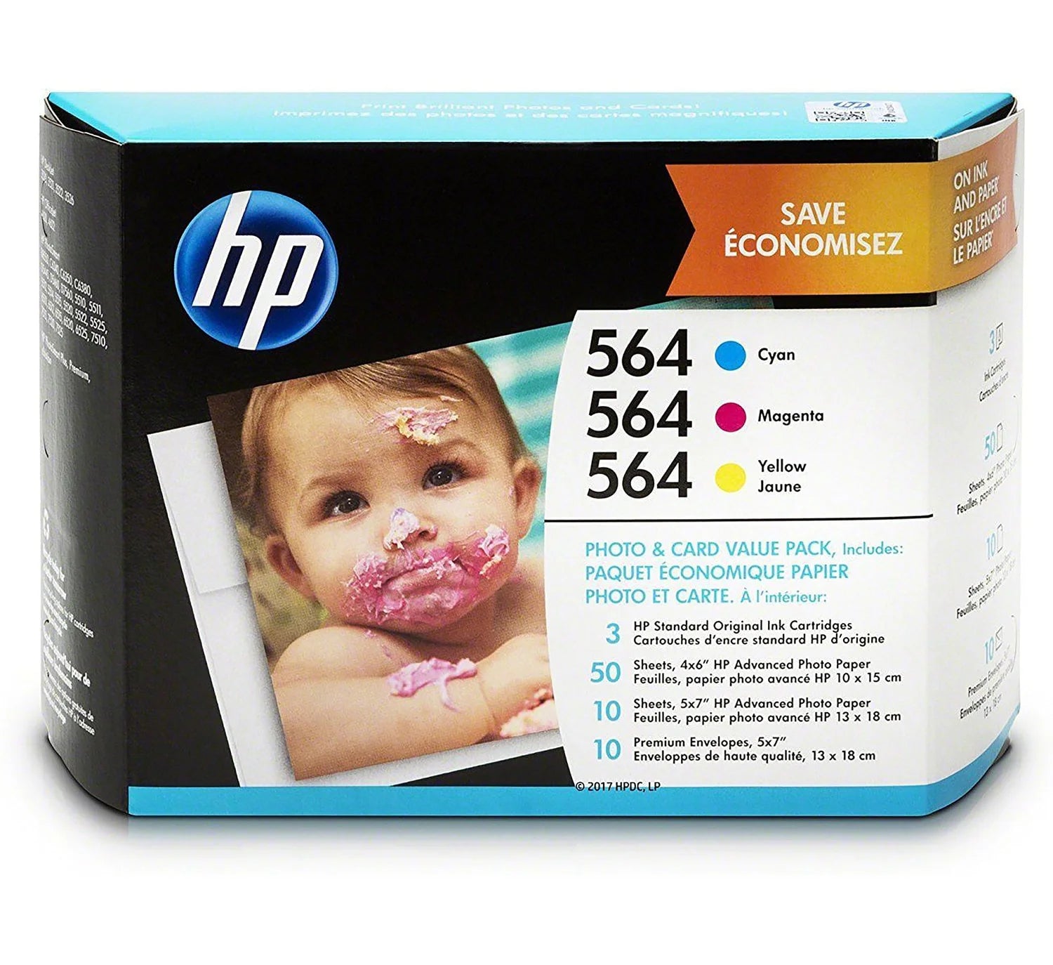 HP 564 Photo and Card Value Pack-50 sheet/4 x 6 in and 20 sheet/5 x 7 in, Per