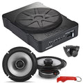 KICKER 46HS10 Hideaway Series Powered 10 Subwoofer & Alpine S2-S65 6.5 2-Way Coaxial Speakers Better Sound Bundle. Compact 180W RMS Built-in Subwoofer Amplifier, Hi-Res Certified 80W RMS Speaker