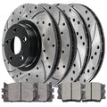 AutoShack Front and Rear Drilled Slotted Brake Rotors Black and Ceramic Pads Kit Replacement for 2012-2016 2017 Toyota Camry 2013-2018 Avalon 2013-2018 Lexus ES350 ES300h 2.5L 3.5L V6 FWD BRKPK486