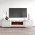Cali WH-EF Floating Fireplace TV Stand for TVs up to 80, Modern High Gloss 72 Entertainment Center, Wall Mounted Electric Fireplace TV Media Console with Storage Cabinets