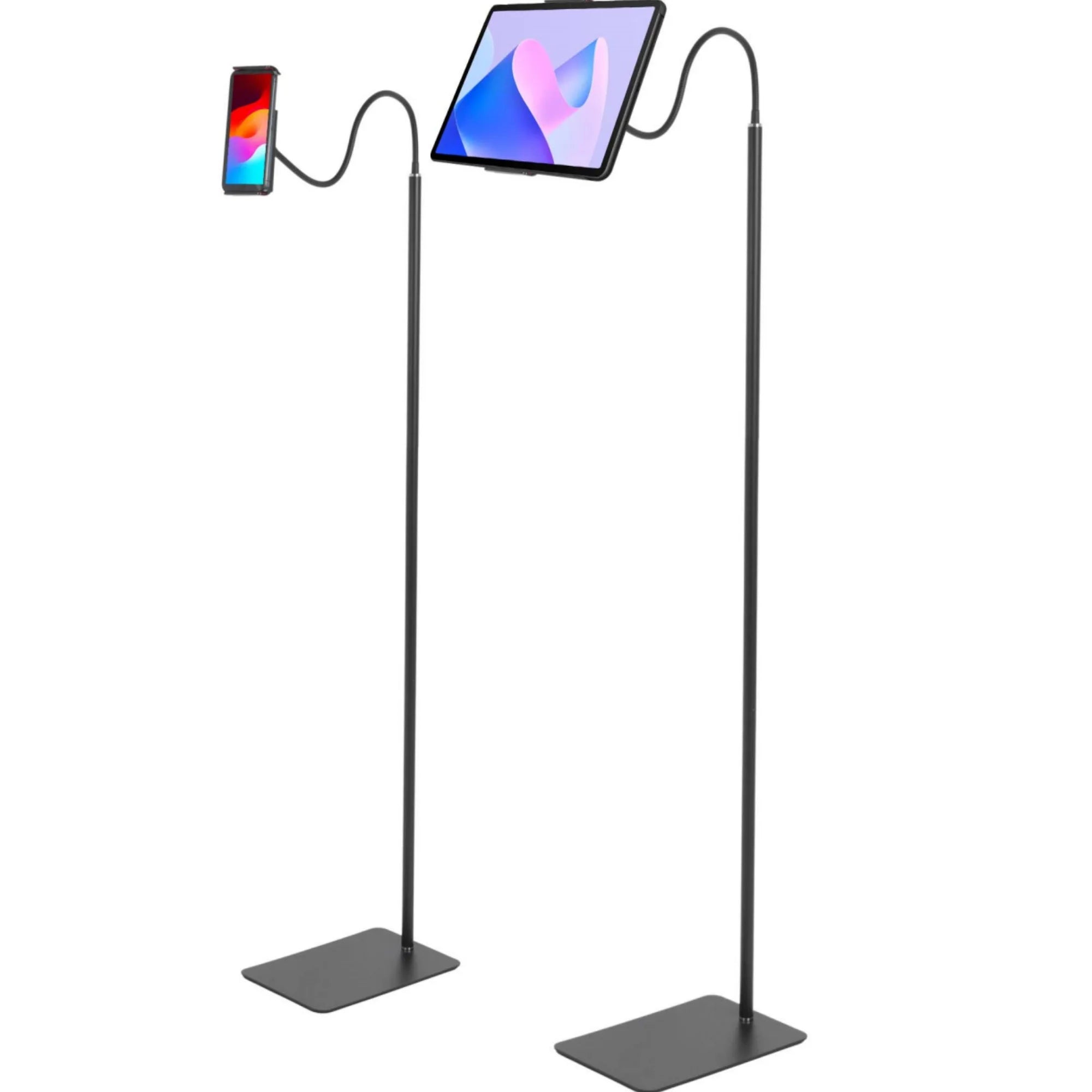 Uyoyous Tablet Floor Stand, Height Adjustable Phone Stand Floor Compatible with iPhone iPad, Black 47- 69in