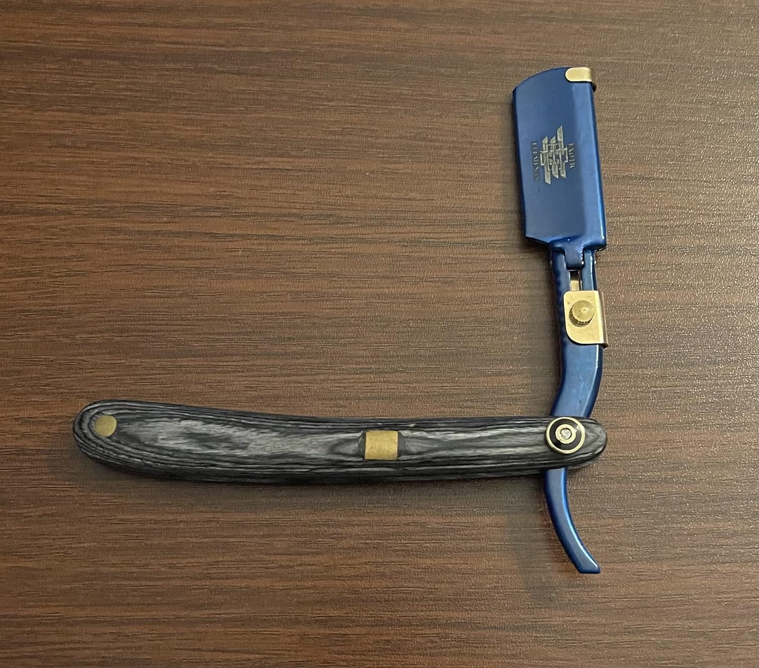 Pro Level Barber Straight Edge Razor Double Edge Blade Black And Blue Wooden Steel Straight Edge Razor