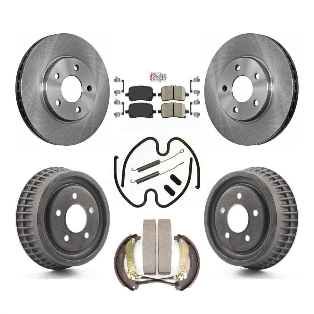 Transit Auto - Front Rear Disc Brake Rotors Ceramic Pads And Drum Kit (7Pc) For 2004 Chevrolet Malibu rear brakes With 276mm Diameter Rotor K8A-100071