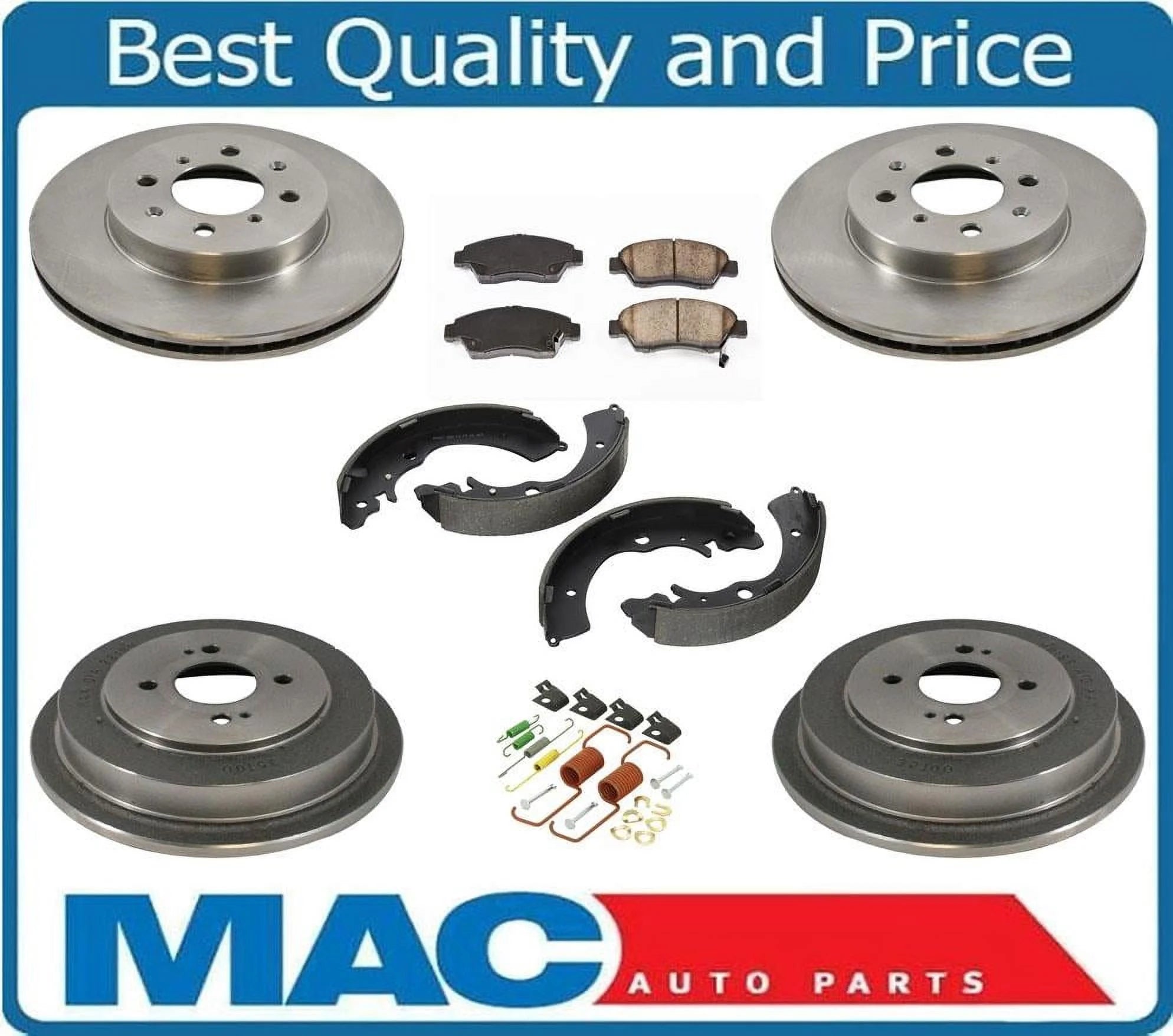 Fits For 03-05 Honda Civic Hybrid Front Disc Rotors Pads Brake Drums & Shoes 7Pc