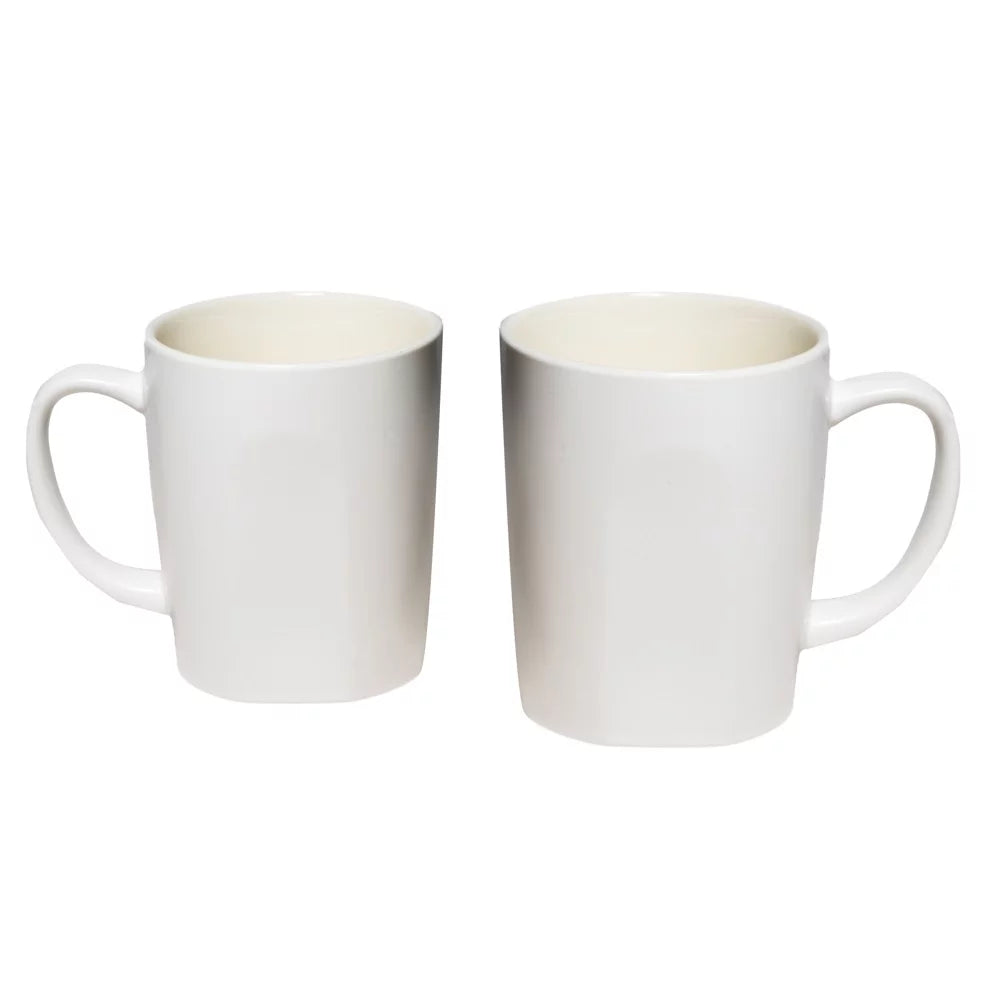 Homvare Porcelain Coffee Mug, Tea Cup for Office and Home Suitable for Both Hot and Cold Beverage, 12 oz, White - 2 Pack