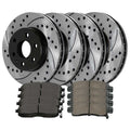 AutoShack Front and Rear Drilled Slotted Brake Rotors Black and Ceramic Pads Kit Replacement for Saturn Outlook GMC Acadia Limited 2007-2016 Acadia 2009-2017 Chevrolet Traverse 2008-2017 Buick Enclave