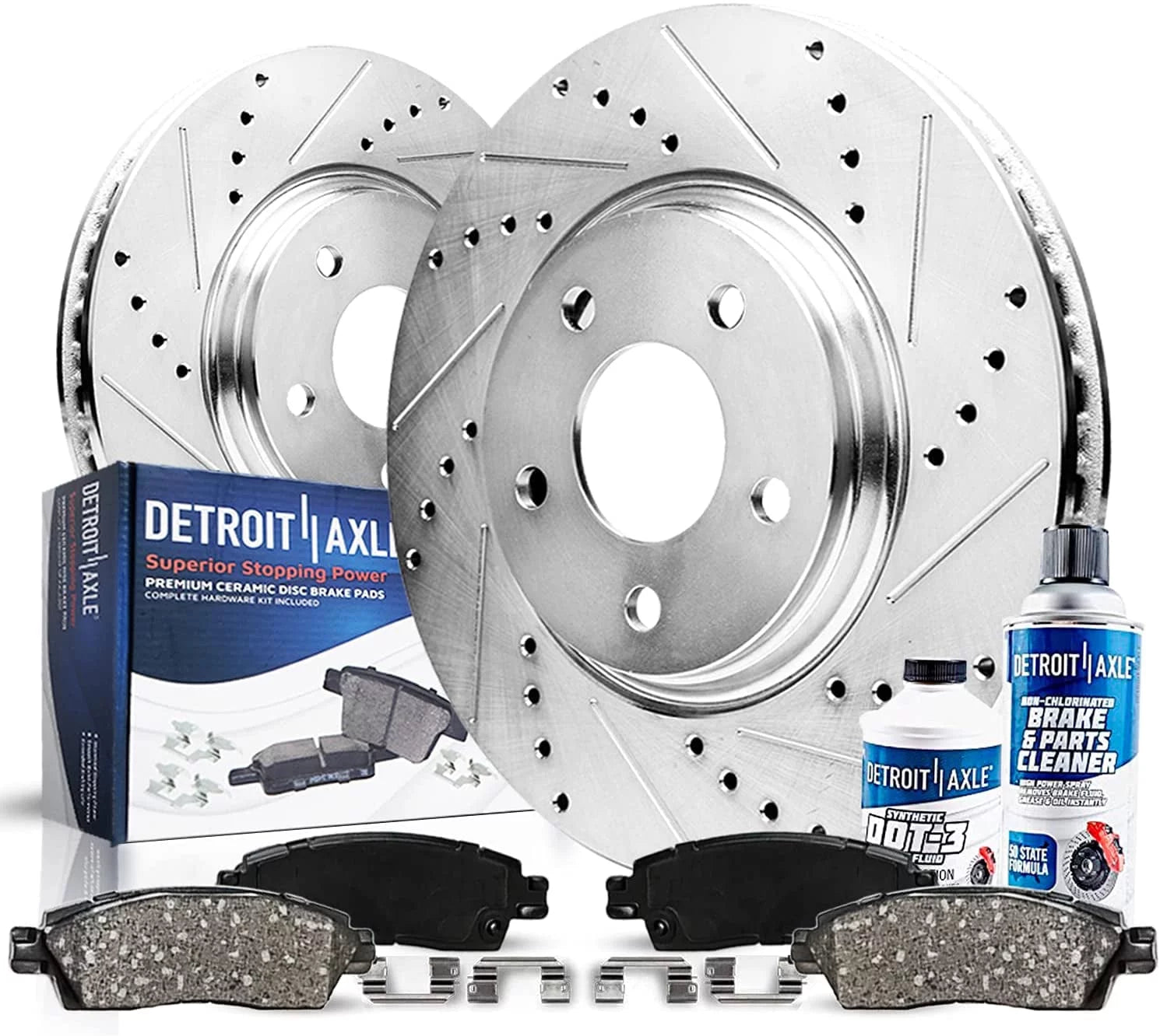 Detroit Axle - Front Brake Kit for Chevy Venture Buick Regal Lesabre Pontiac Grand Prix Silhouette Replacement Drilled and Slotted Brakes Rotors & Ceramic Brake Pads