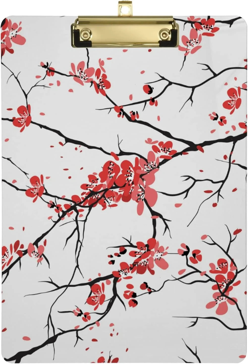KXMDXA Cherry Blossom Clipboard Hardboard Wood Nursing Clip Board and Pull for Standard A4 Letter 13x9 inches